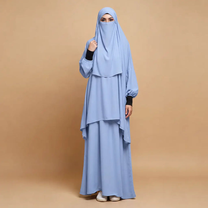 3 Piece Jilbab Set (Jilbab + Skirt + Khimar)