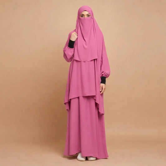 3 Piece Jilbab Set (Jilbab + Skirt + Khimar)