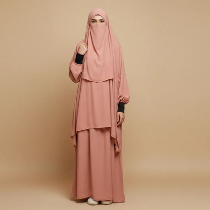 3 Piece Jilbab Set (Jilbab + Skirt + Khimar)