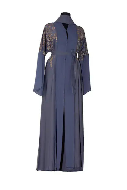 Midnight Mist Embroidered Open Abaya
